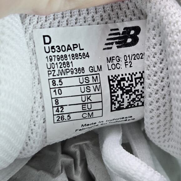 NEW New Balance 530 Womens Size 10 D Running Shoes U530APL White Green - Picture 10 of 12